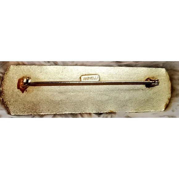 Vintage Marvella Gold Tone Bar Pin Brooch 2.5 Inches - Picture 6 of 7